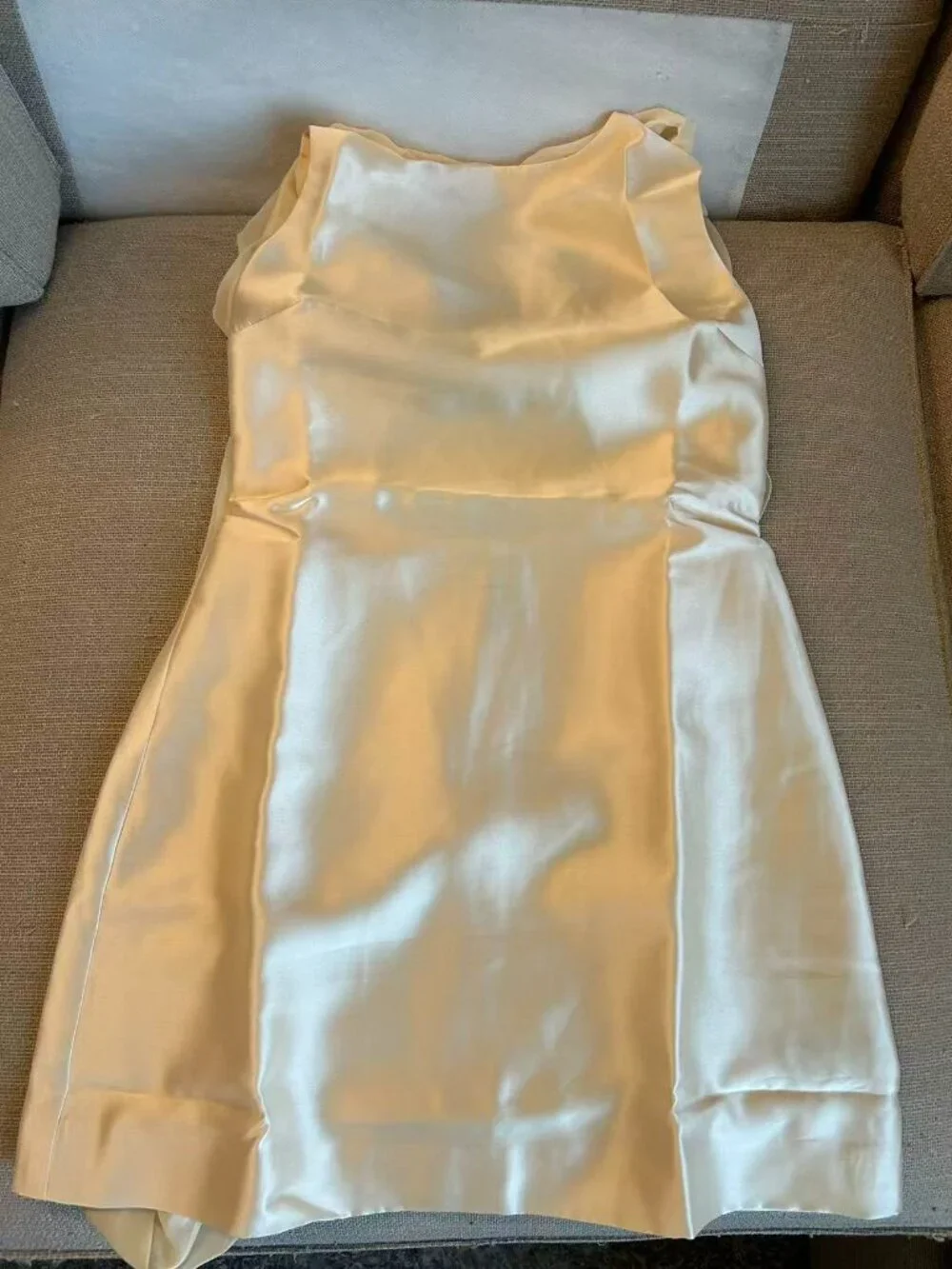 BEST Reformation Ecru Mini Dress Sz6 Butter Cream Scarf Wedding Party Cocktail - Picture 7 of 15